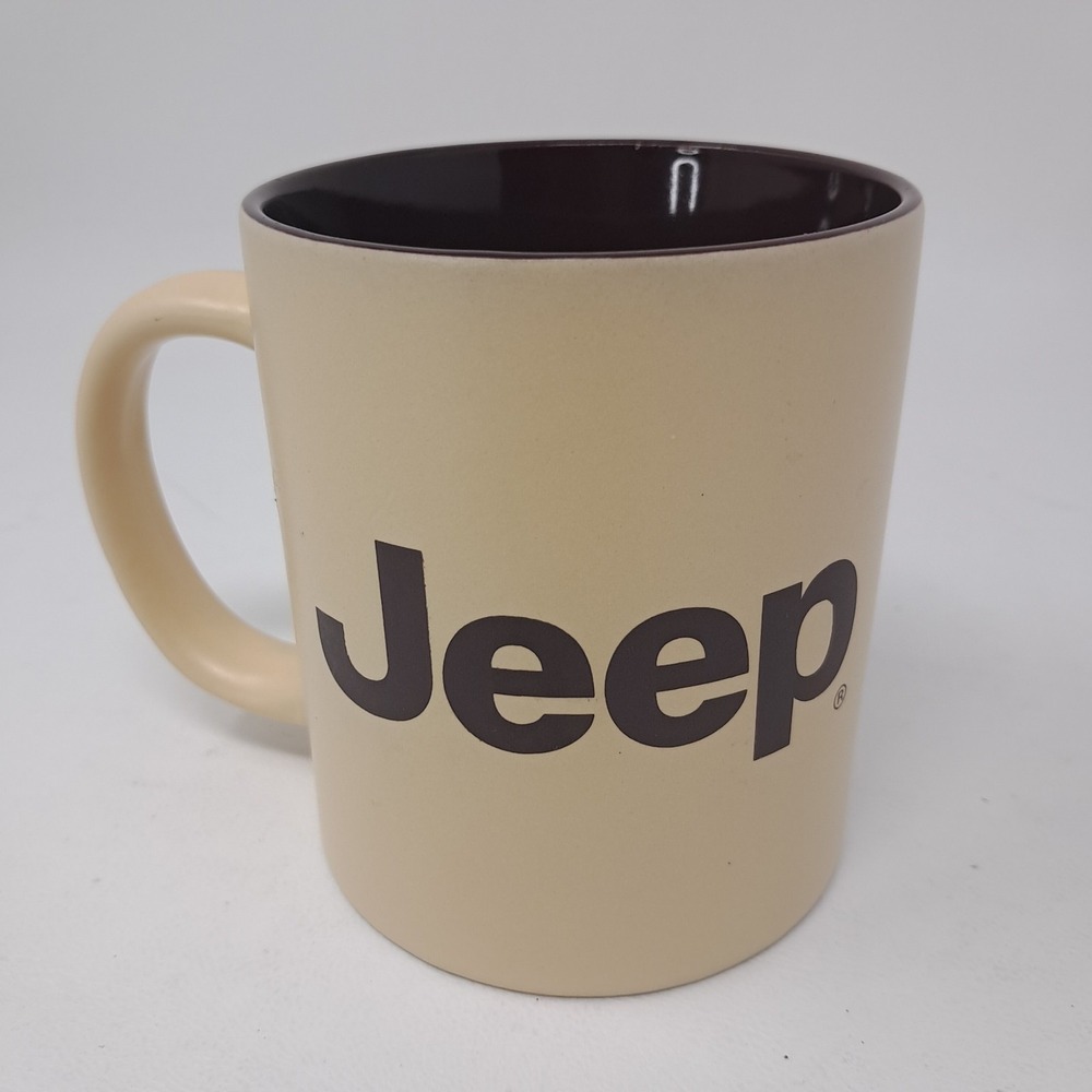 Jeep Coffee Mug Tan Brown Ceramic 12 Ounce Cup  3.75" Tall